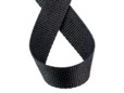 One inch wide black polyester webbing. thumbnail image.