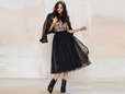 Black tulle, mesh fabric for dresses. thumbnail image.