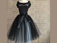Black tulle fabric for skirts, clothing, and fashion. thumbnail image.