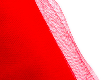 Red tulle fabric.