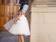 White tulle, mesh fabric for skirts. thumbnail image.