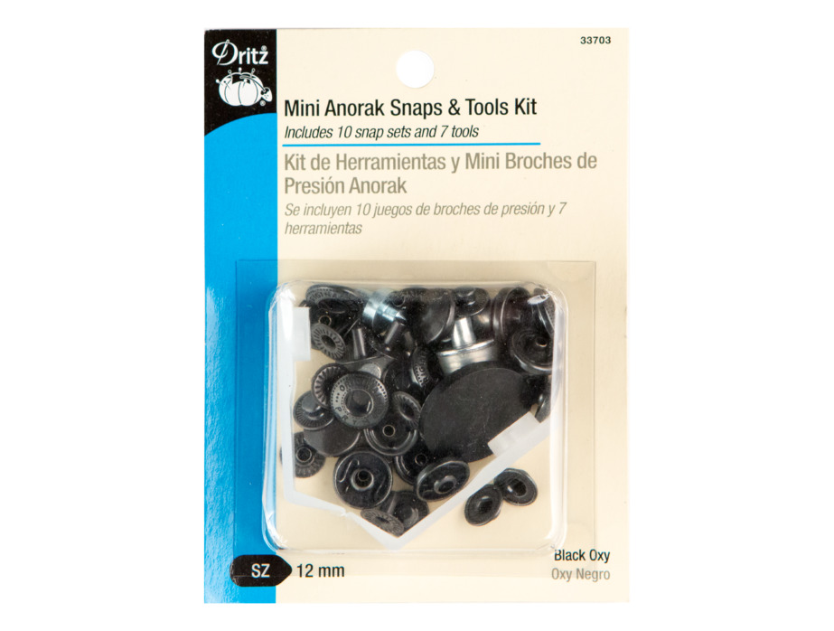 MJTrends: Dritz: Mini Anorak Snaps & Tool Kit Black 12mm