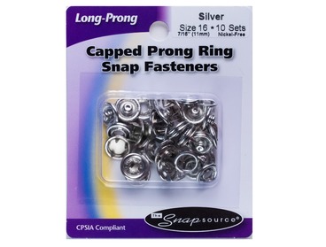 Silver capped snaps for shirts, blouses, jeans, bags, upholstery, etc.