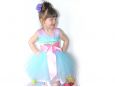 Teal blue tulle fabric for kids clothing. thumbnail image.