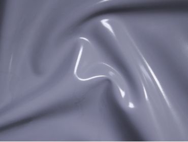 Grey pu coated vinyl shiny stretch fabric.