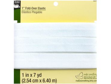 White Dritz fold-over elastic 1 inch by 7 Yards
