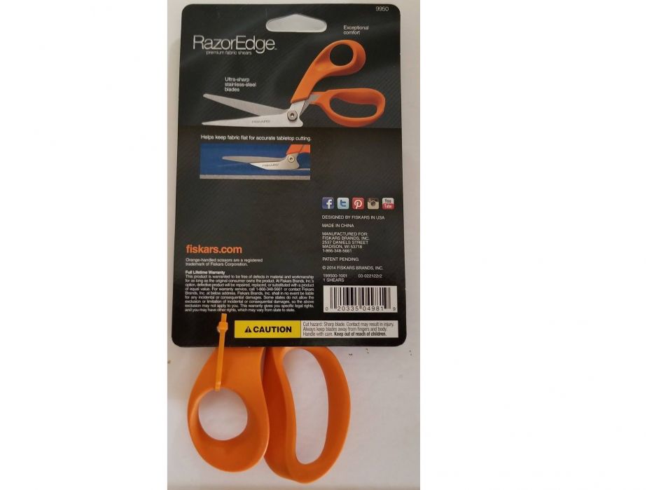 Fiskars RazorEdge Fabric Shears for Tabletop Cutting , 8 inch, Orange 