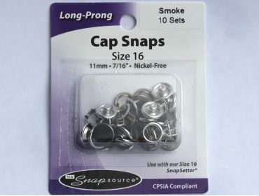 smoke colored snap caps size 16