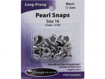 pearl black capped snaps size 16